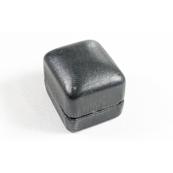 Vintage faux leather RING BOX, Farrington Boxes mcm Black / Dark Green - Picture 3 of 7